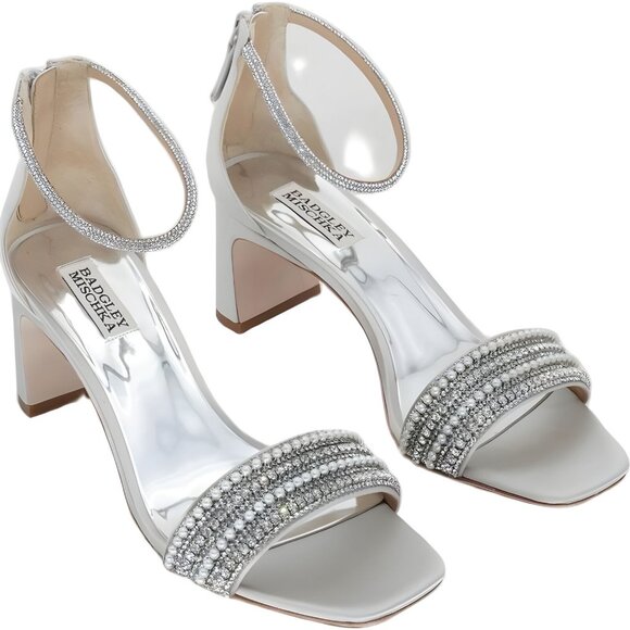 Badgley Mischka Kameryn Heeled Sandal, Morning Fog, Size 9, Missing Jewel - Picture 4 of 6